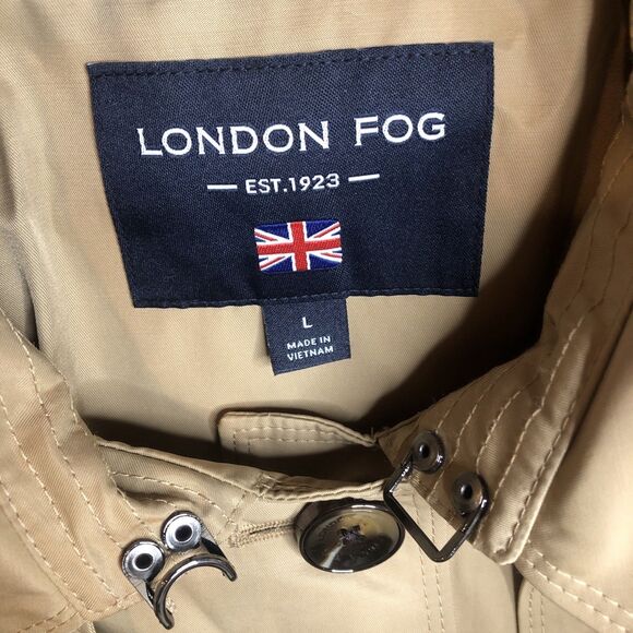 London Fog Women's Single Breasted Hooded Long Trench Coat, British Khaki, L - Picture 12 of 16